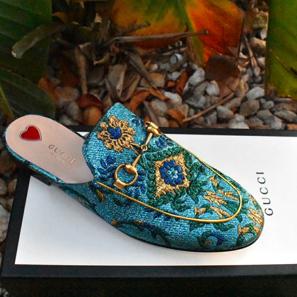 GUCCI Metallic Jacquard Princetown Loafer Horsebit